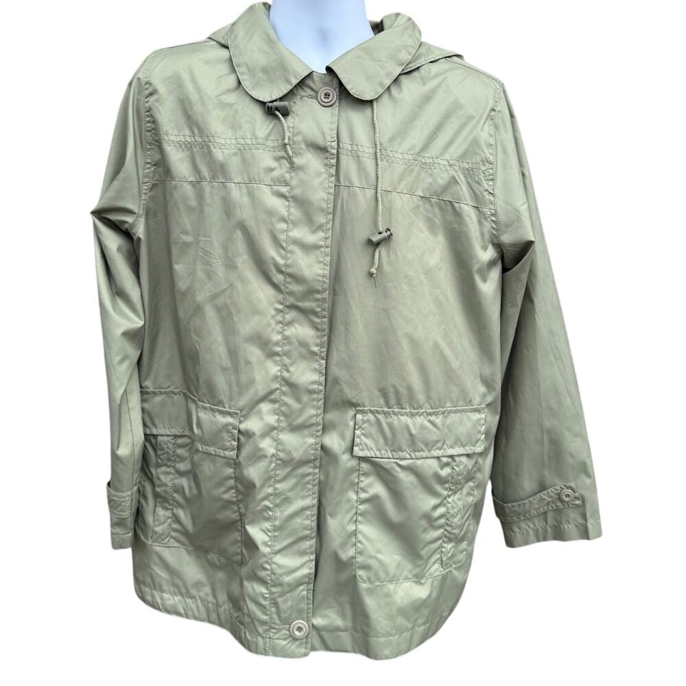 Women's Tudor Court Haband Hooded Jacket Coat Size L Button Up Zip Pockets - Picture 1 of 4